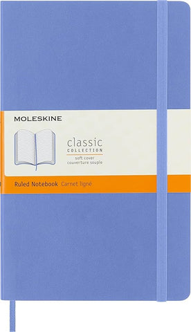 MOLESKINE CLASSIC SOFTCOVER NOTEBOOK 5X8.25 RULED HYDGRANGEA BLUE