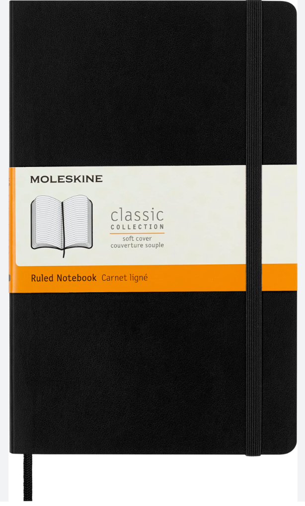 MOLESKINE NOTEBOOK BLK 5.25X8.25 LINED