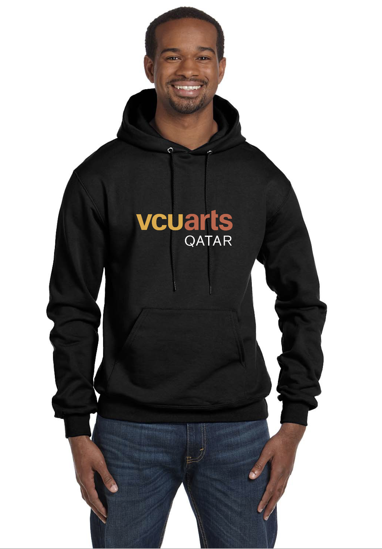 VCUarts Pullover hooded sweatshirt black XL