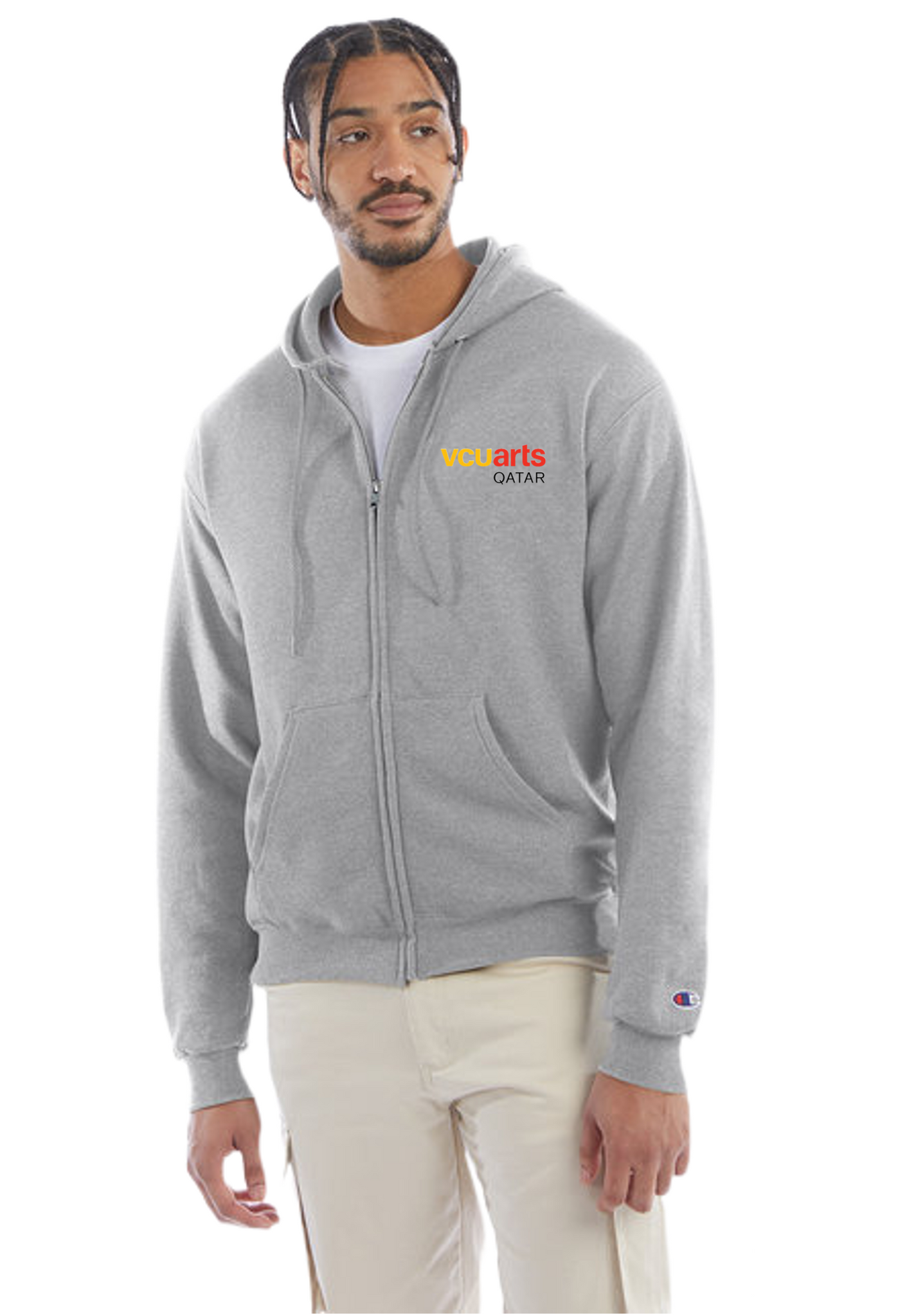 VCUarts Full-zip hooded sweatshirt LIGHT STEEL S