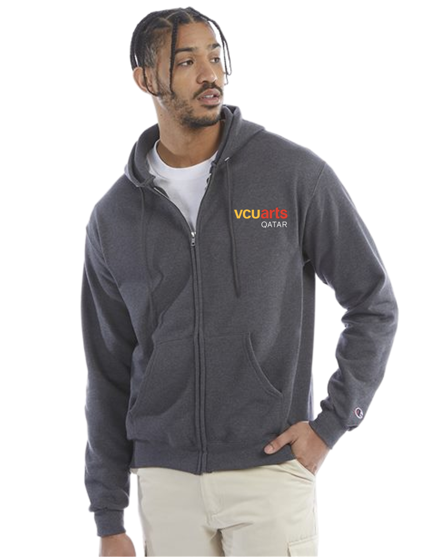 VCUarts Full-zip hooded sweatshirt CHARCOAL S