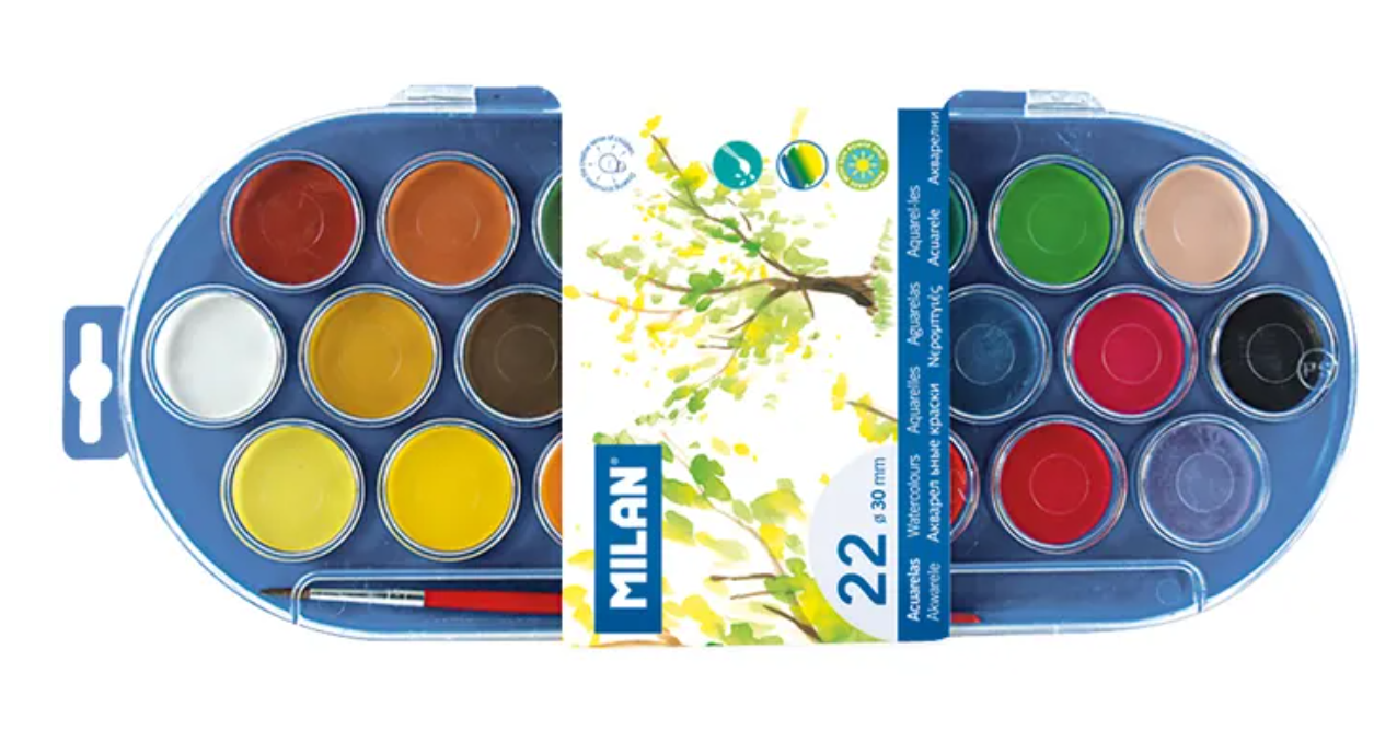 Watercolor Pan Set Of 22 +Brush 30mm