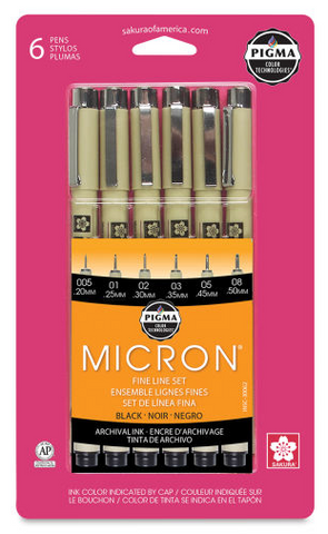 Micron extra fine & fine line set of 6 (005,01,02,03,05,08)