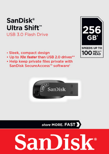 SanDisk Ultra Shift USB 3.2 Gen 1 Flash Drive - 256GB (Black)