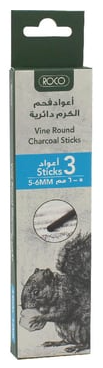 Vine round charcoal sticks set of 3 5-6mm