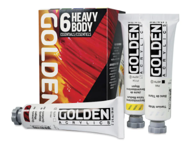 Golden Heavy Body Artist Acrylic/Set of 6, Essential Colors, 59 ml Tubes