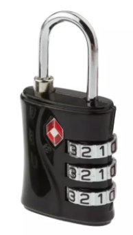 TSA padlock - 3 digit combination lock / black