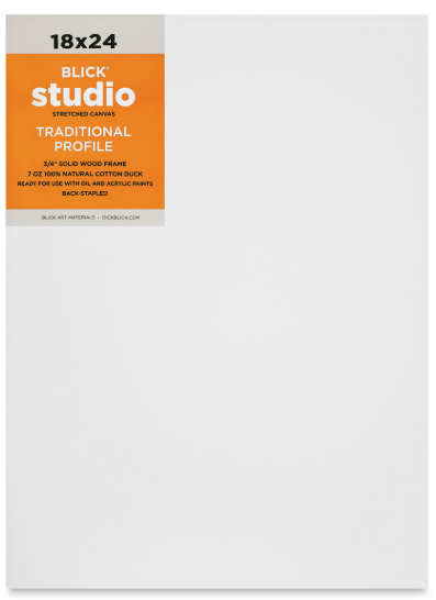 Blick Studio Traditional profile stretched cotton canvas 18X24 3/4" wood frame, back stapled