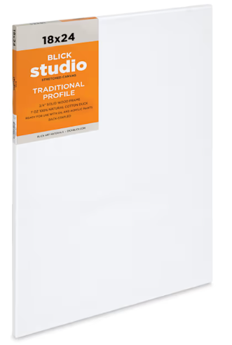 Blick Studio Traditional profile stretched cotton canvas 18X24 3/4" wood frame, back stapled