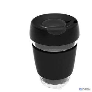 VCUarts clear coffee mug with silicone lid (black)