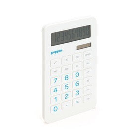 White Eco-Calculator with Pool Blue Numbers Poppin