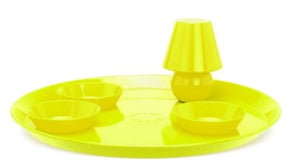 Fatboy Snack light tray, 55cm diameter. Yellow. Metal tray with magnetic rechargeable light + 3 bowls