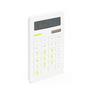 White Eco-Calculator with Lime Green Numbers Poppin