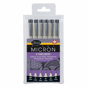 Sakura Pigma Micron Fineliners (Set of 6 Black)