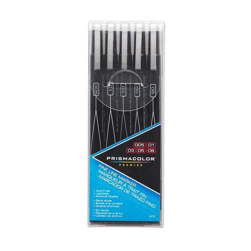 PRISMACOLOR PREMIER FINELINE MARKER BLK 5/CT SET (.005 .01 .03 .05 .08)