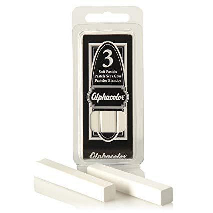 Alphacolor Soft Pastels - White, Pkg of 3